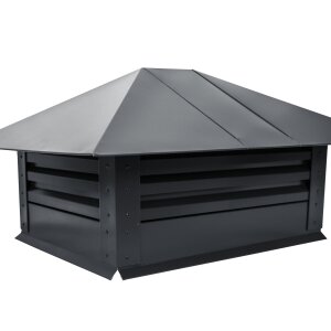 Дымник на трубу с жалюзи 520х390мм 0,45 Drap с пленкой RAL 7024 мокрый асфальт