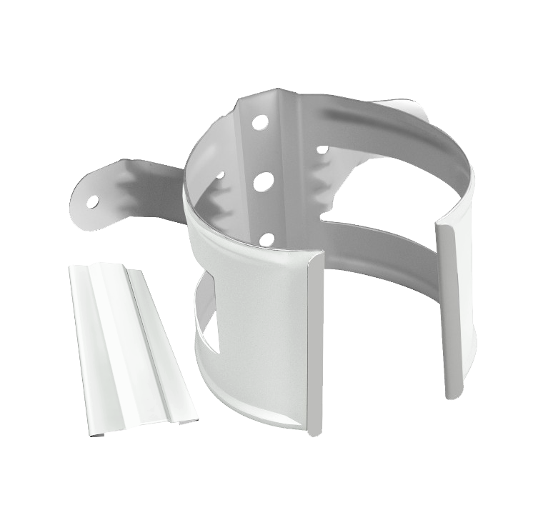 Хомут трубы металлический на дерево Grand Line ПВХ белый (RAL 9003)