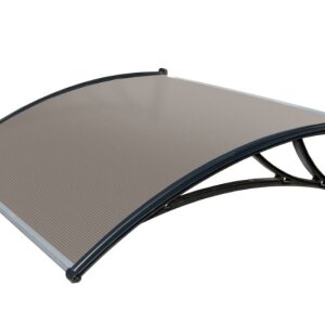Козырек Krovent из поликарбоната 1200х930х280 бронзовый (черный кронштейн)