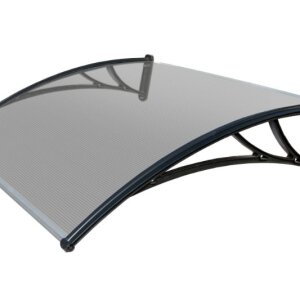 Козырек Krovent из поликарбоната 1500х930х280 прозрачный (черный кроншт)