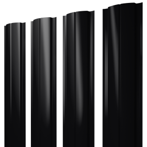 Штакетник Полукруглый Slim с прямым резом 0,5 PurLite Matt RAL 9005 черный