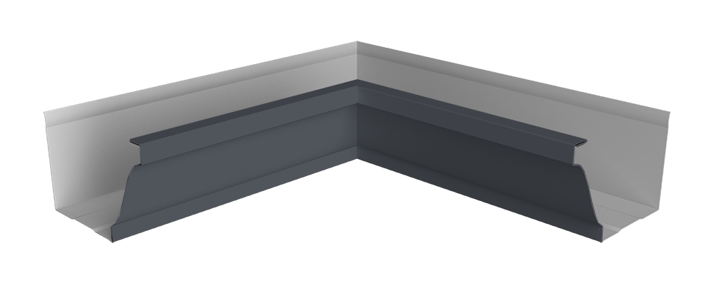 Угол желоба со сварным швом внутренний Vortex Lite Matt 130мм RAL 7024 мокрый асфальт