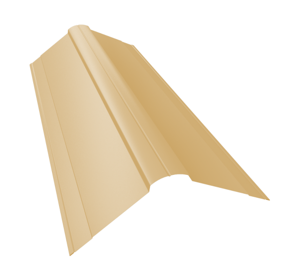 Планка конька фигурного 150x150 0,4 PE с пленкой RAL 1014 слоновая кость (2м)