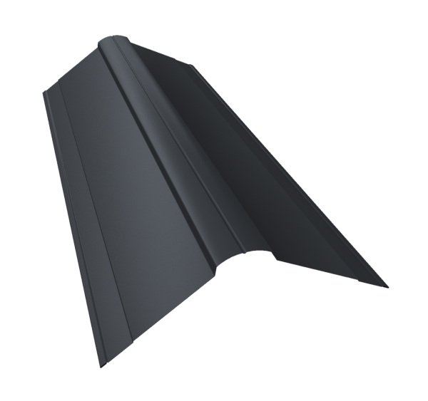 Планка конька фигурного 150x150 0,4 PE-Double с пленкой RAL 7024 мокрый асфальт (3м)