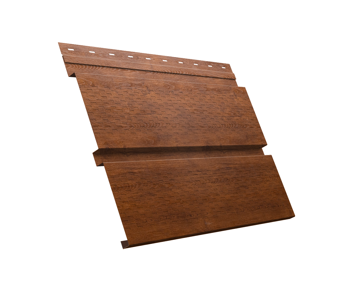 Софит металлический Квадро Брус с перфорацией 0,45 Print Premium с пленкой Golden Wood Fresh TwinColor