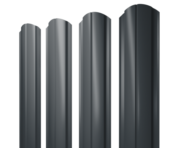 Штакетник Полукруглый Slim фигурный 0,45 PE RAL 7016 антрацитово-серый