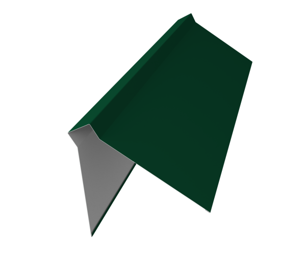 Планка конька плоского 220х50х220 0,5 Satin с пленкой RAL 6005 зеленый мох (3м)