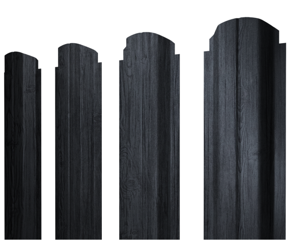 Штакетник П-образный А фигурный 0,45 Print Premium Grey Wood TwinColor