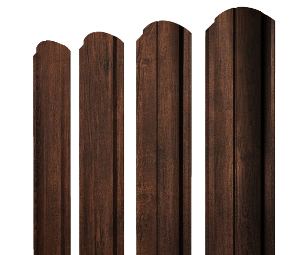 Штакетник Полукруглый Slim фигурный 0,4 Print Premium Cherry Wood Dark FTC