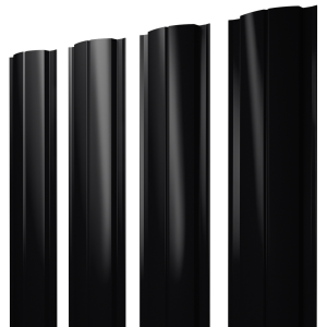 Штакетник Полукруглый Slim с прямым резом 0,5 Velur X RAL 9005 черный