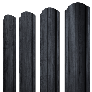 Штакетник Полукруглый Slim фигурный 0,45 Print Premium Grey Wood TwinColor
