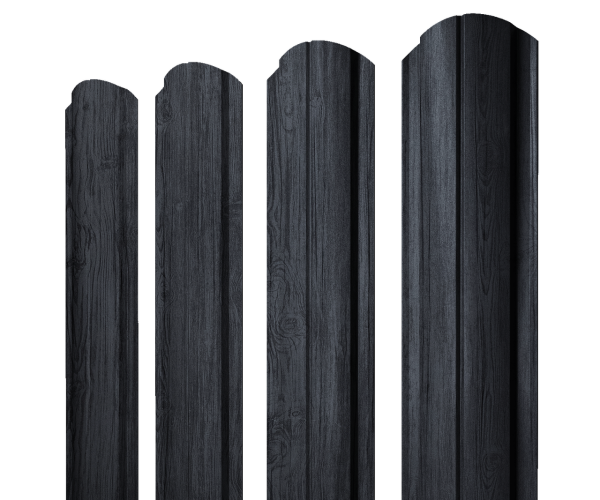 Штакетник Полукруглый Slim фигурный 0,45 Print Premium Grey Wood TwinColor