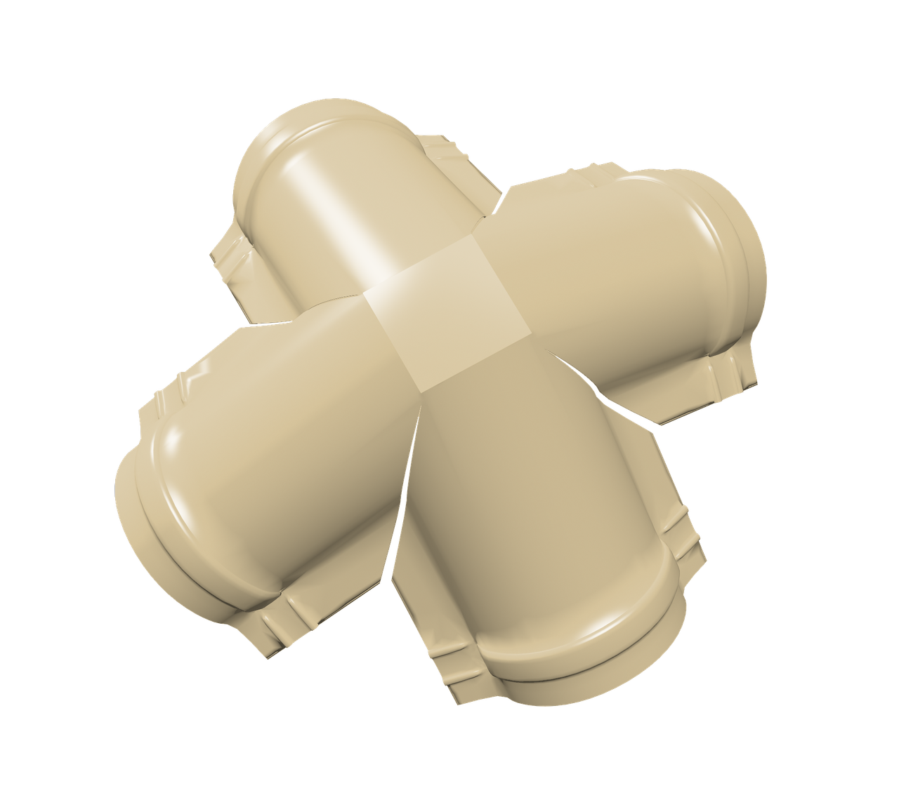 Четверник конька полукруглого 0,45 PE с пленкой RAL 1014 слоновая кость