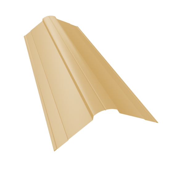 Планка конька фигурного 100x100 0,4 PE с пленкой RAL 1014 слоновая кость (2м)