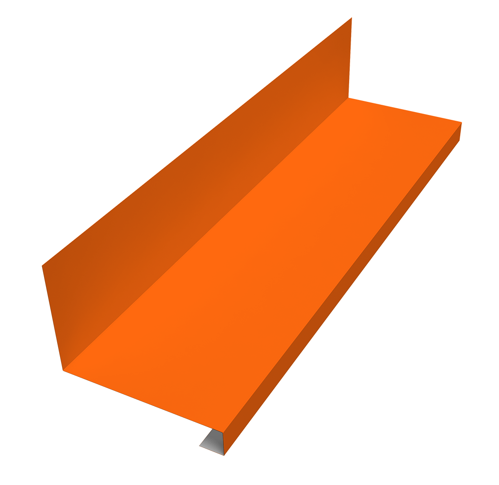 Планка примыкание нижнее к трубе фальц 0,45 PE с пленкой RAL 2004 оранжевый (2м)