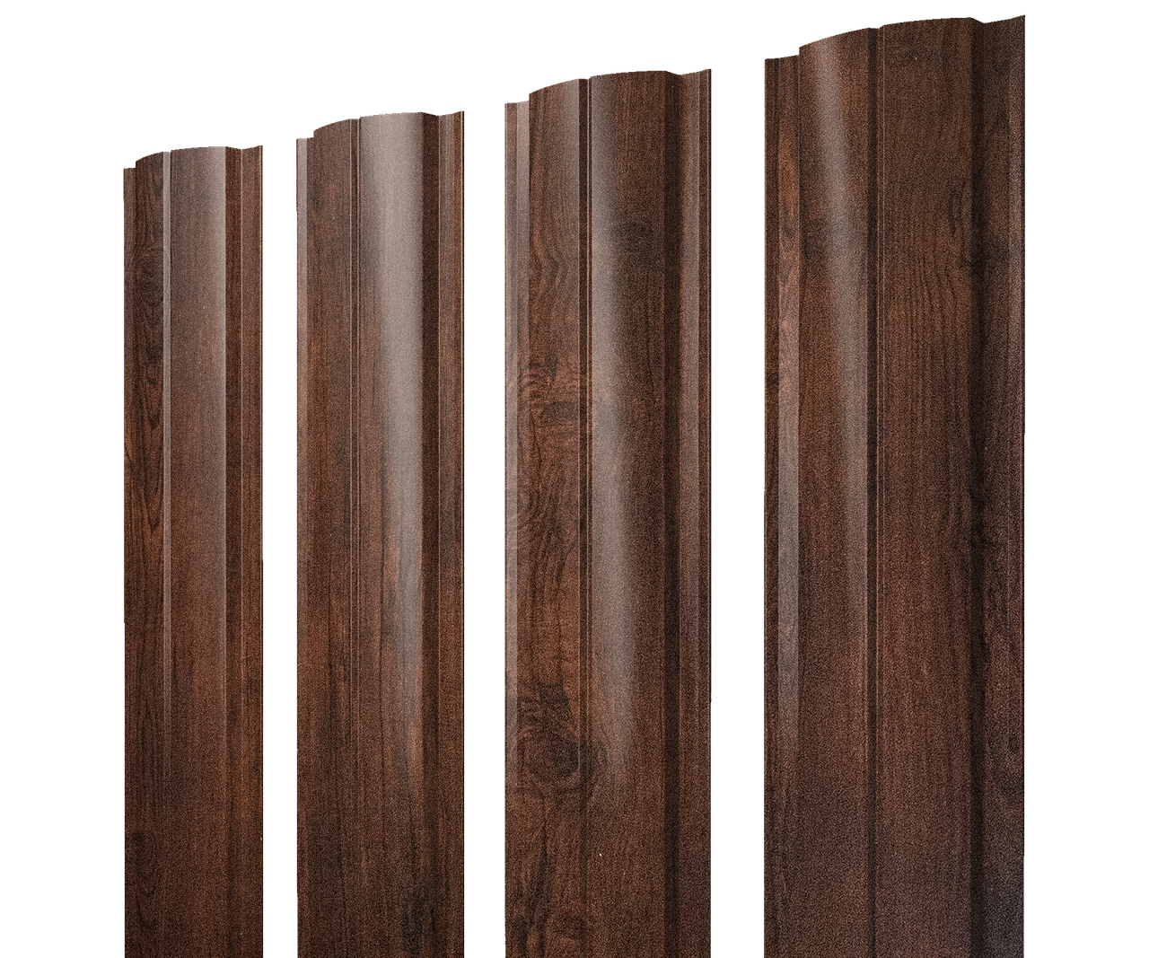 Штакетник Полукруглый Slim с прямым резом 0,45 Print Premium Cherry Wood Dark FTC