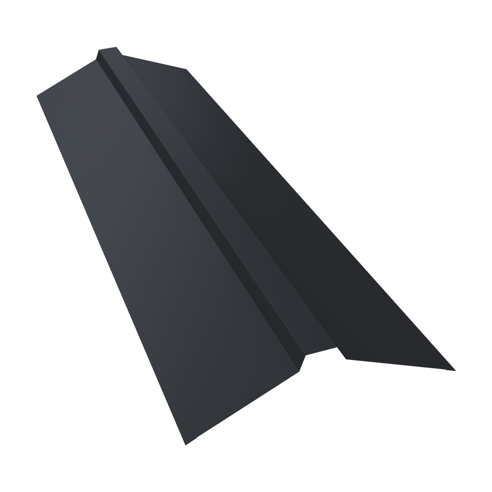 Планка конька прямоугольного 115х30х115 0,5 Satin Matt TX RAL 7024 мокрый асфальт (2м)