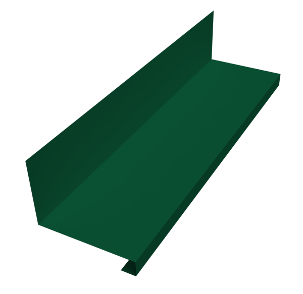 Планка примыкание нижнее к трубе фальц 0,45 PE-Double с пленкой RAL 6005 зеленый мох (2м)