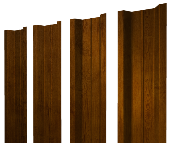 Штакетник П-образный В с прямым резом 0,45 Print-Double Premium Golden Wood Intense F