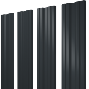 Штакетник Twin с прямым резом 0,5 GreenCoat Pural BT, matt RR2H3 (RAL 7016 антрацитово-серый)