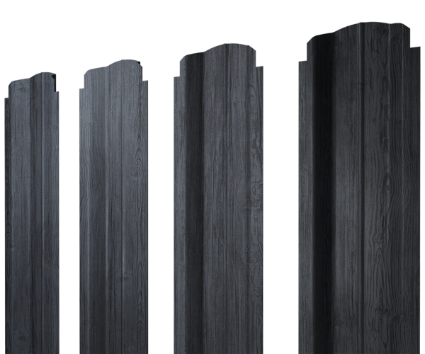 Штакетник П-образный В фигурный 0,45 Print Premium Grey Wood TwinColor