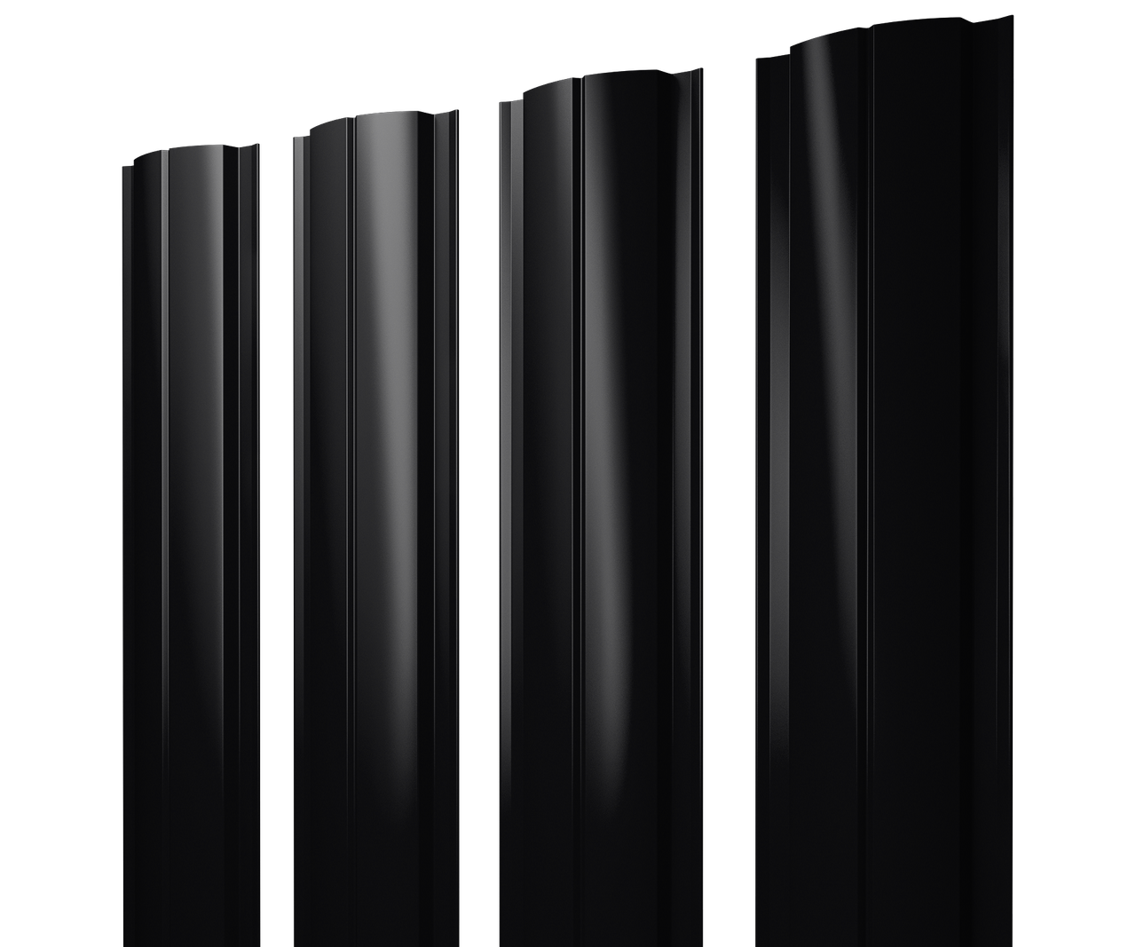 Штакетник Полукруглый Slim с прямым резом 0,5 Satin Matt TX RAL 9005 черный