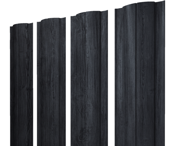 Штакетник Круглый с прямым резом 0,45 Print Premium Grey Wood TwinColor