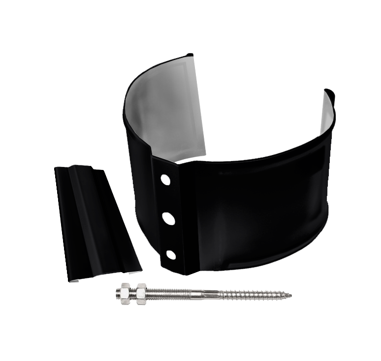 Хомут трубы метал. на камень GL ПВХ черный (RAL 9005)