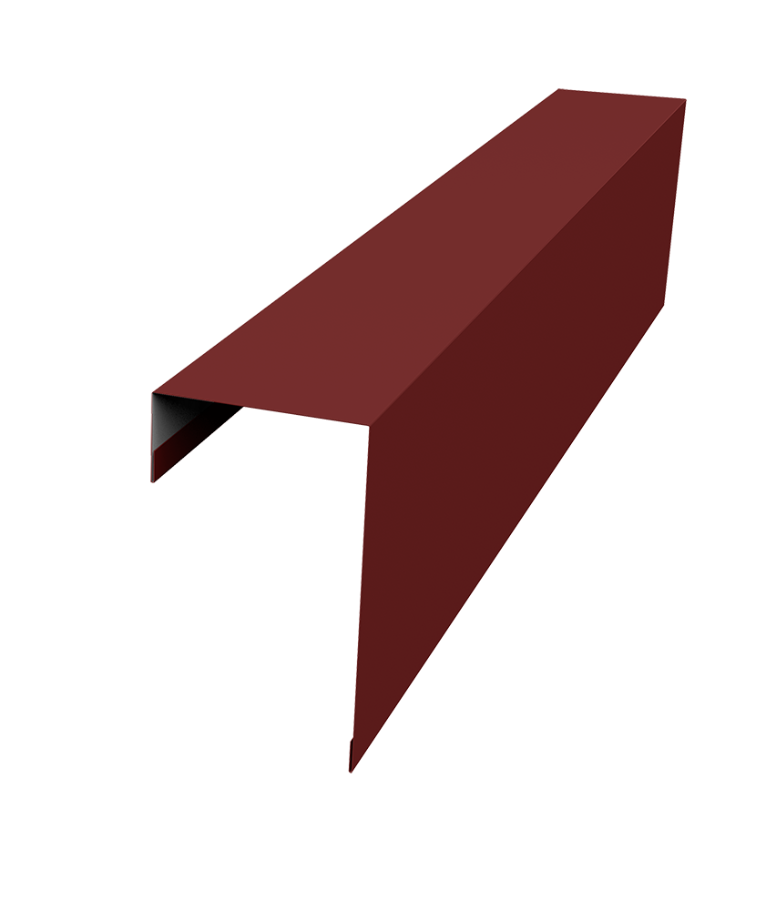 Планка торцевая фасадная фальц 65мм 0,5 Satin с пленкой RAL 3011 коричнево-красный (2м)