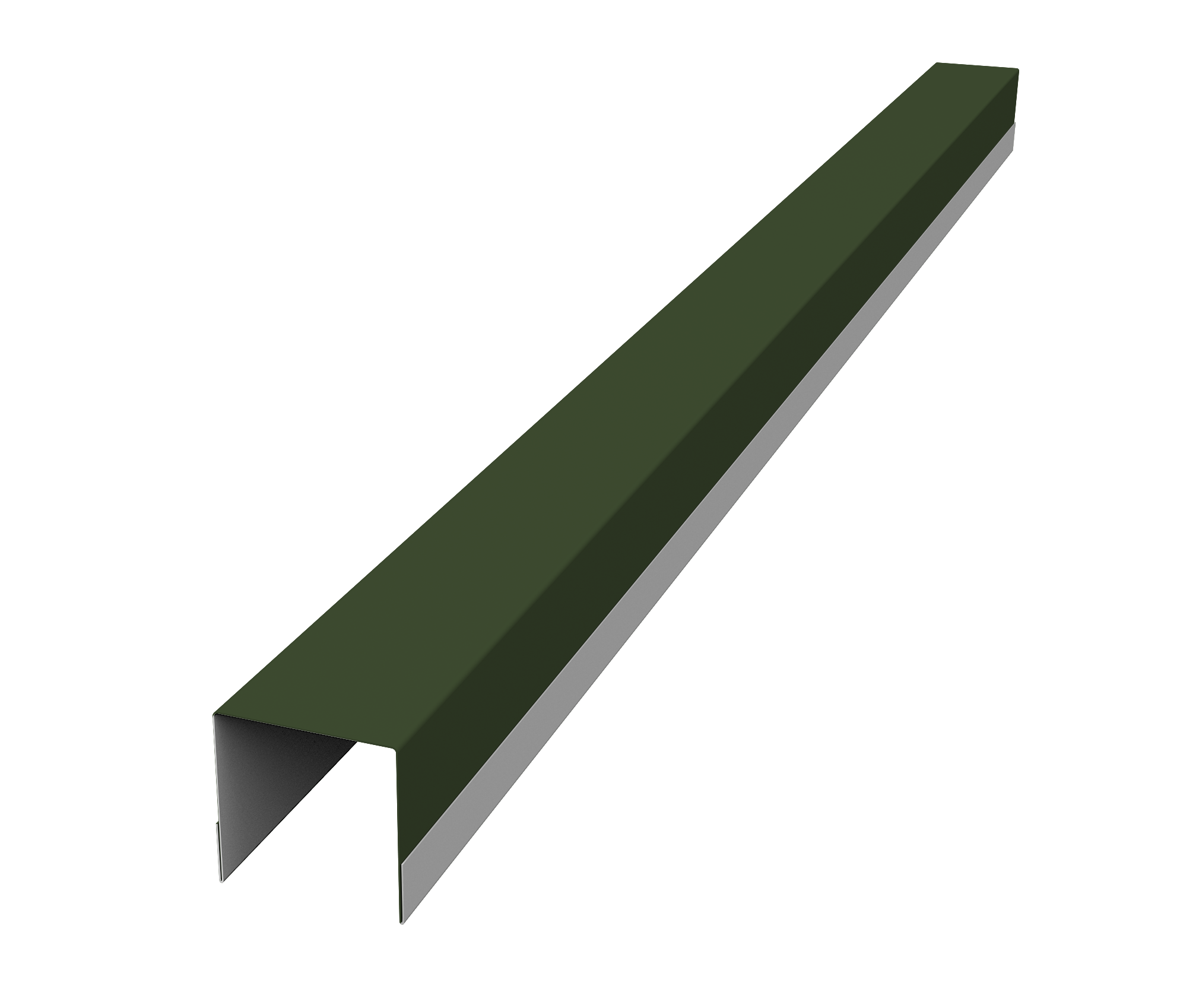 Планка вертикальная обратная для горизонтального монтажа штакетника 0,5 Satin Matt TX RAL 6020 хромовая зелень (3м)