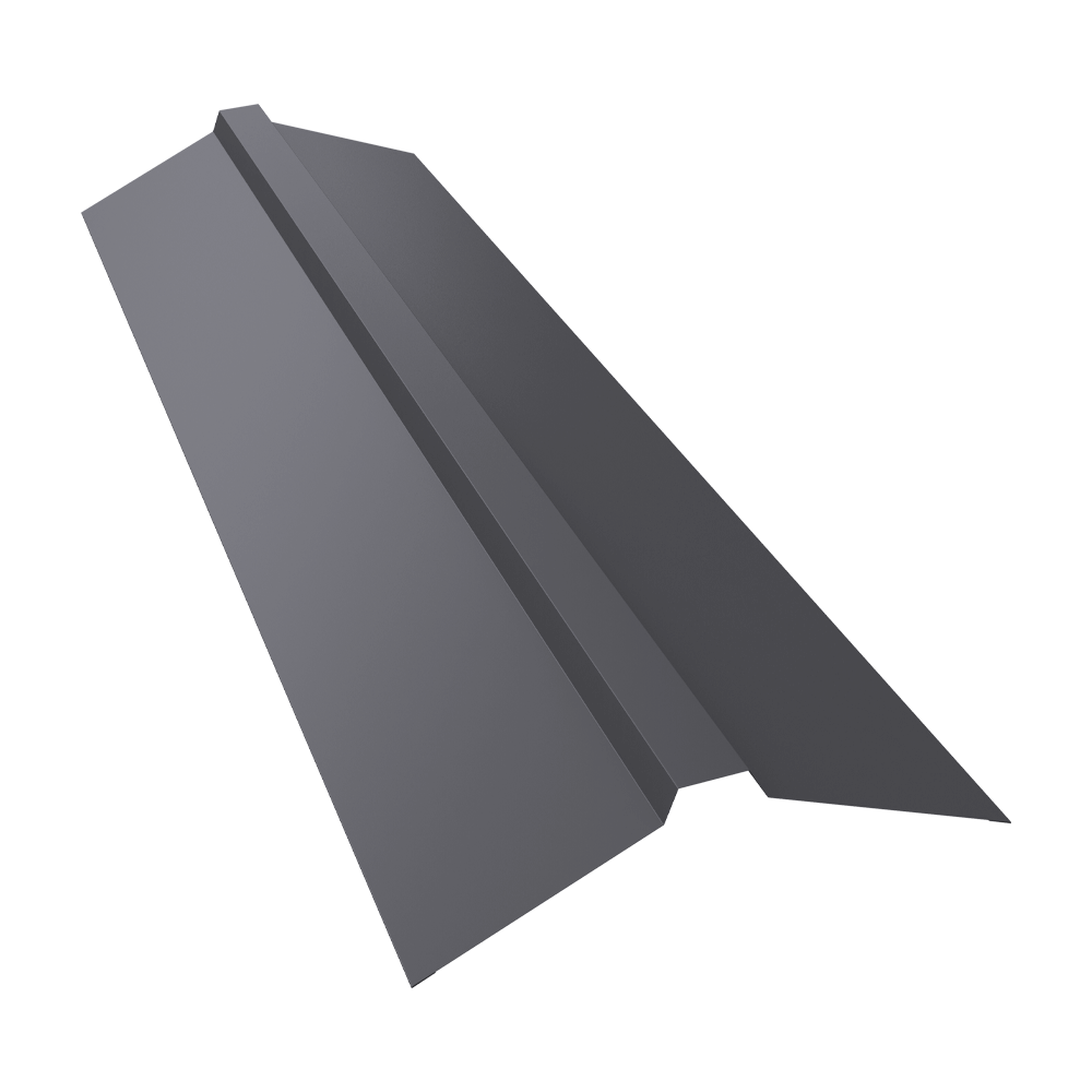 Планка конька прямоугольного 115х30х115 0,5 Satin с пленкой RAL 7004 сигнальный серый (2м)