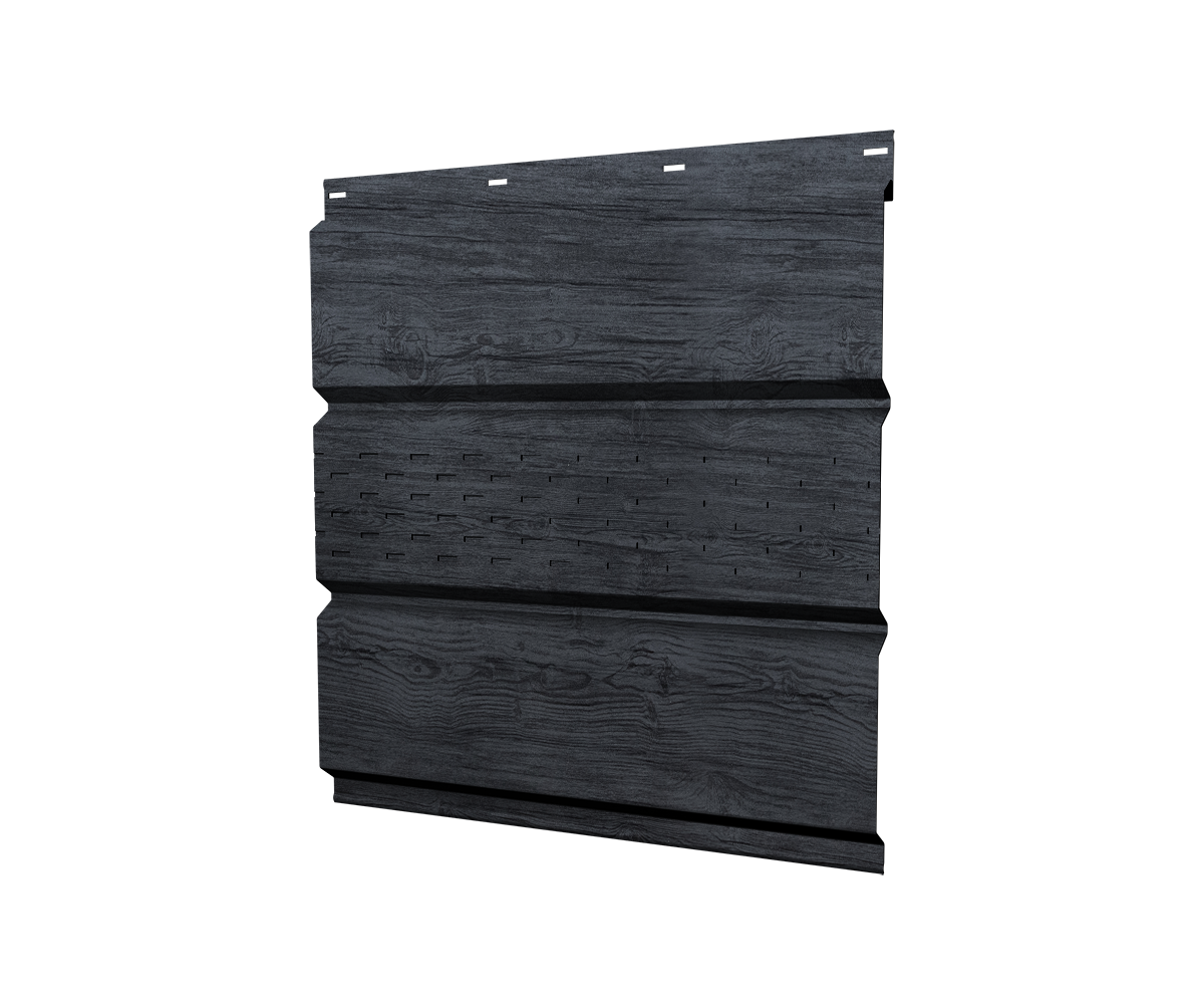 Софит металлический центральная перфорация 0,45 Print Premium с пленкой Grey Wood TwinColor