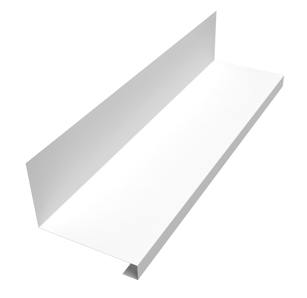 Планка примыкание нижнее к трубе фальц Grand Line 0,5 Satin с пленкой RAL 9003 сигнальный белый (2м)