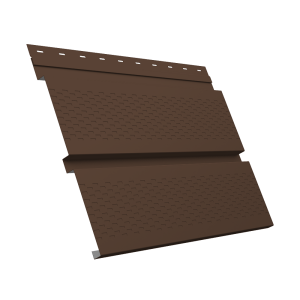 Софит металлический Квадро Брус с перфорацией 0,5 Satin Matt TX с пленкой RAL 8017 шоколад