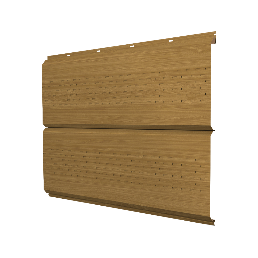 Софит ЭкоБрус new c перфорацией 0,45 Print Elite с пленкой Honey Wood TwinColor