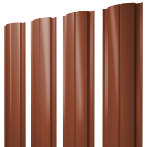 Штакетник Полукруглый Slim с прямым резом 0,5 Velur X RAL 8004 терракота
