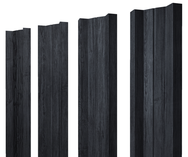 Штакетник М-образный А с прямым резом 0,45 Print Premium Grey Wood TwinColor