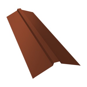 Планка конька прямоугольного 115х30х115 0,5 Satin с пленкой RAL 8004 терракота (2м)