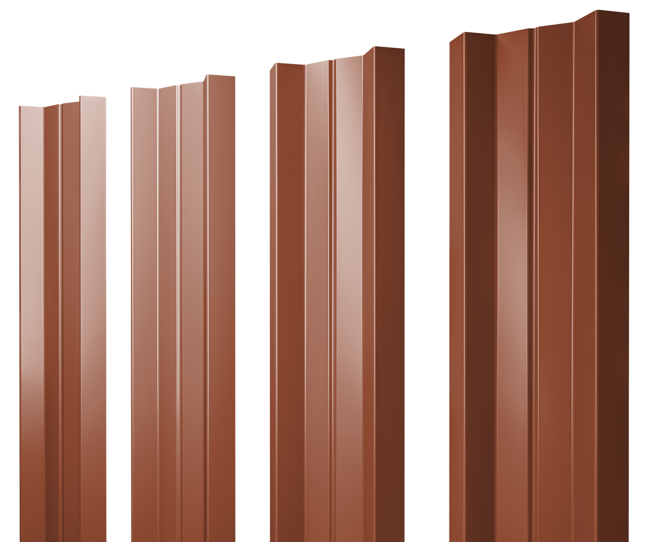 Штакетник М-образный А с прямым резом 0,5 Satin Matt TX RAL 8004 терракота