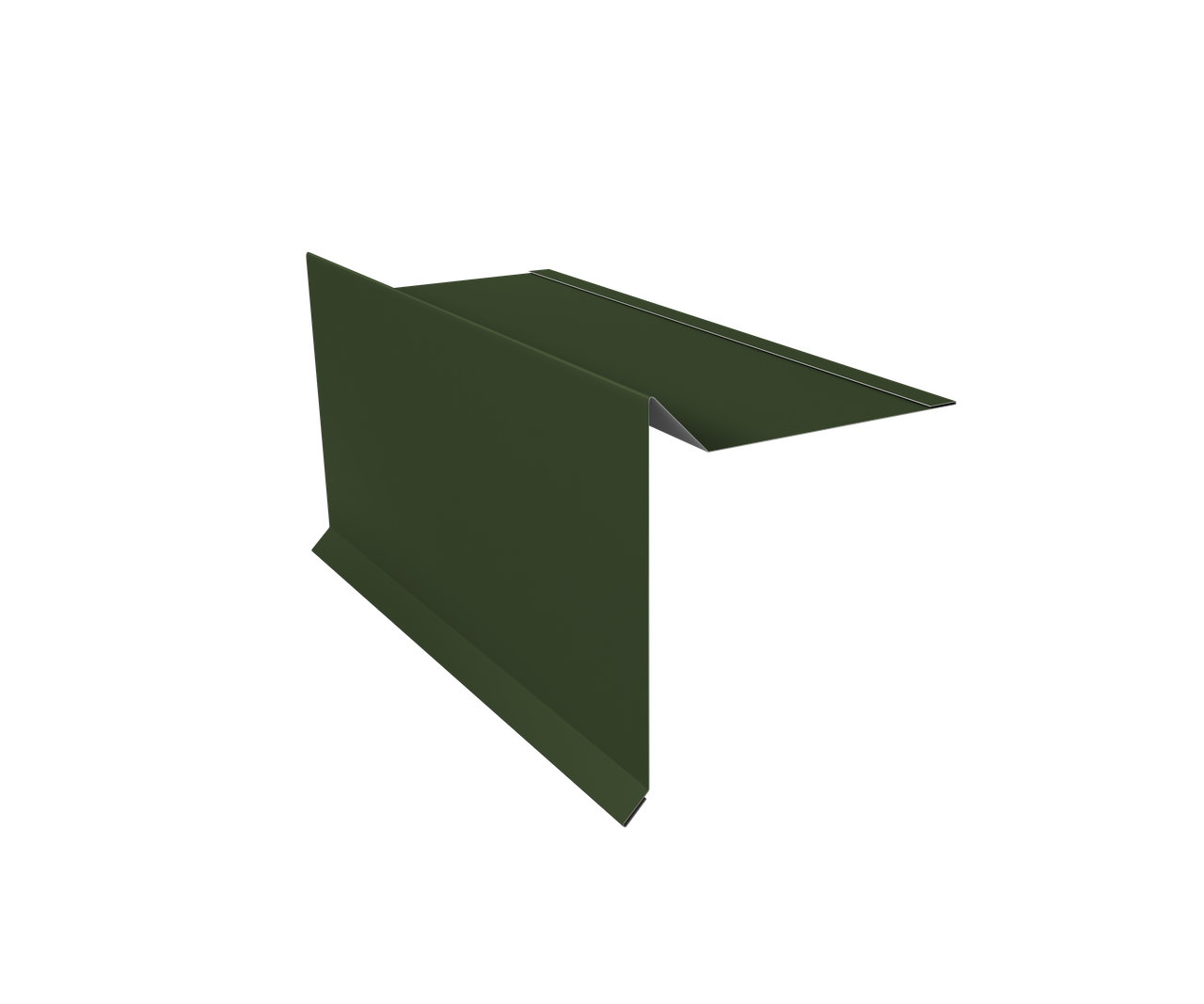 Планка ветровая с отгибом для мягкой кровли 100х20х70 0,5 Satin Matt TX RAL 6020 хромовая зелень (3м)