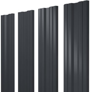 Штакетник Twin с прямым резом 0,4 PE-Matt-Double RAL 7024 мокрый асфальт