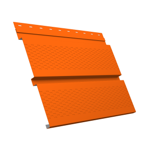 Софит металлический Квадро Брус с перфорацией 0,45 PE с пленкой RAL 2004 оранжевый