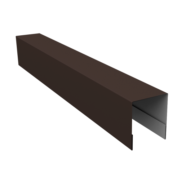 Планка боковая для забора из сайдинга (Квадро брус, Вертикаль) 0,5 Satin Matt RR 32 темно-коричневый (2,5м)