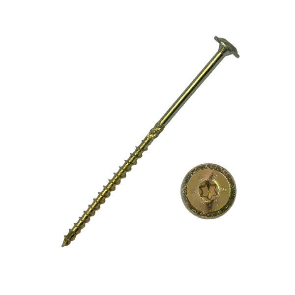 Саморез конструкционный тарельчатый Daxmer 8,0х100 (50шт) Torx желтый цинк