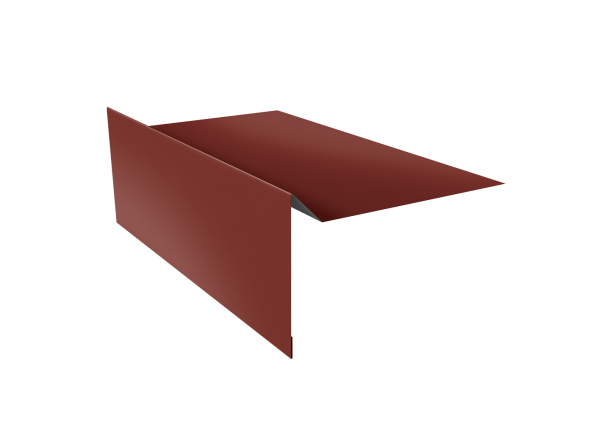 Планка ветровая для мягкой кровли простая 100х20х100 0,5 Satin с пленкой RAL 3009 оксидно-красный (3м)