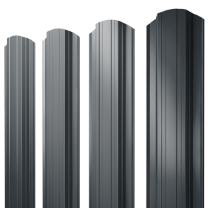 Штакетник Прямоугольный фигурный 0,5 GreenCoat Pural BT, matt RR2H3 (RAL 7016 антрацитово-серый)
