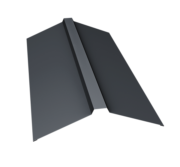 Планка конька прямоугольного 150х30х150 0,5 Satin Matt TX RAL 7024 мокрый асфальт (2м)