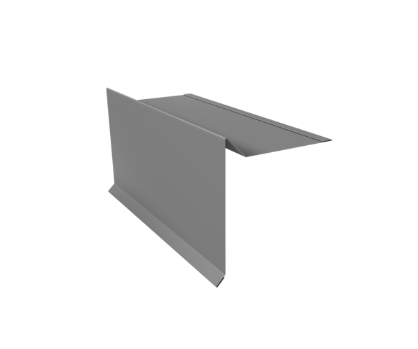 Планка ветровая с отгибом для мягкой кровли 100х20х70 0,5 Satin с пленкой RAL 9006 бело-алюминиевый (2м)