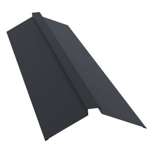 Планка конька плоского 150х40х150 0,5 Atlas X с пленкой RAL 7024 мокрый асфальт (2м)