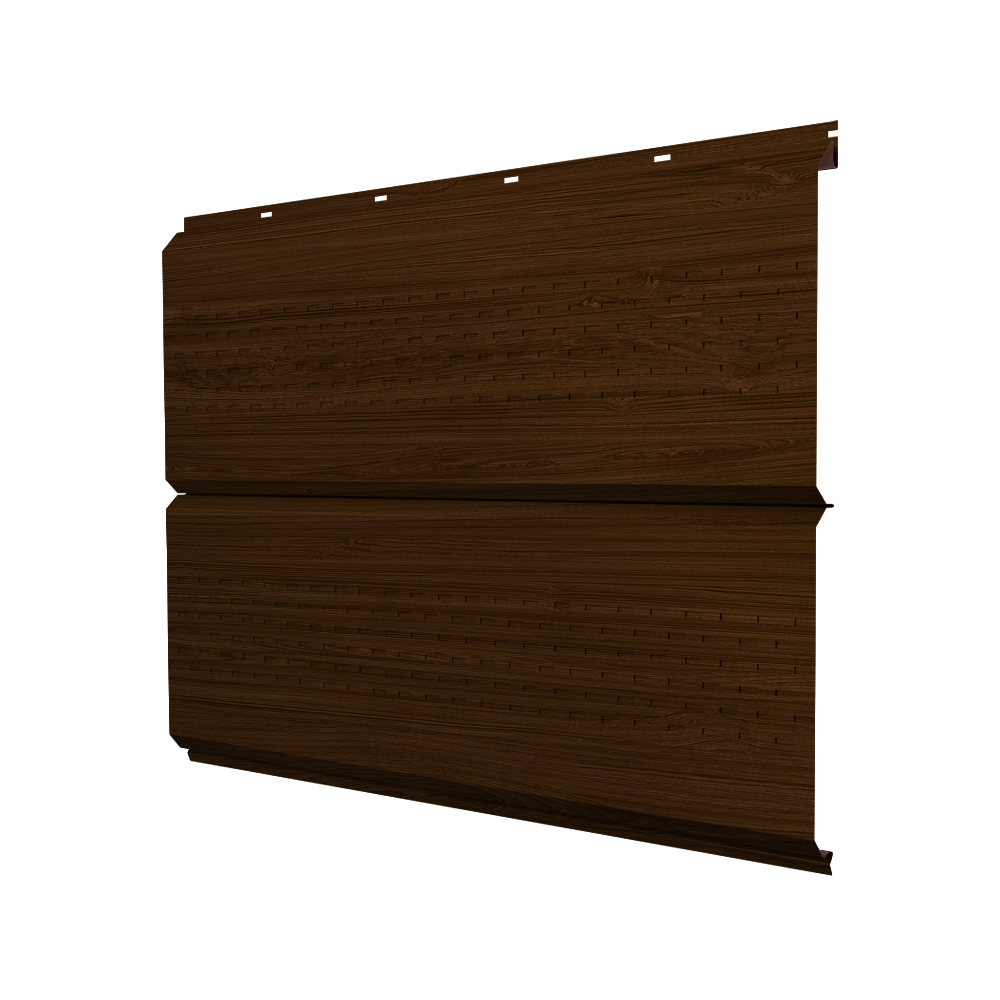 Софит ЭкоБрус new c перфорацией 0,45 Print Elite с пленкой Choco Wood TwinColor